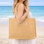 Wifey Square Gold Reflective Jute Shoulder Beach Shopper Tote Bag, thumbnail 4 of 6