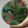 Set Of Four Coasters, Handpainted Peacocks, thumbnail 10 of 11