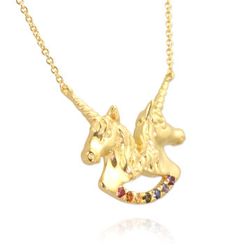 Twin Unicorn Necklace With Rainbow, 4 of 6