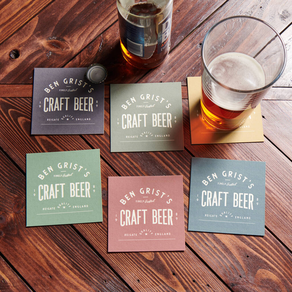 Personalised Set Of Six Beer Mats, 1 of 6