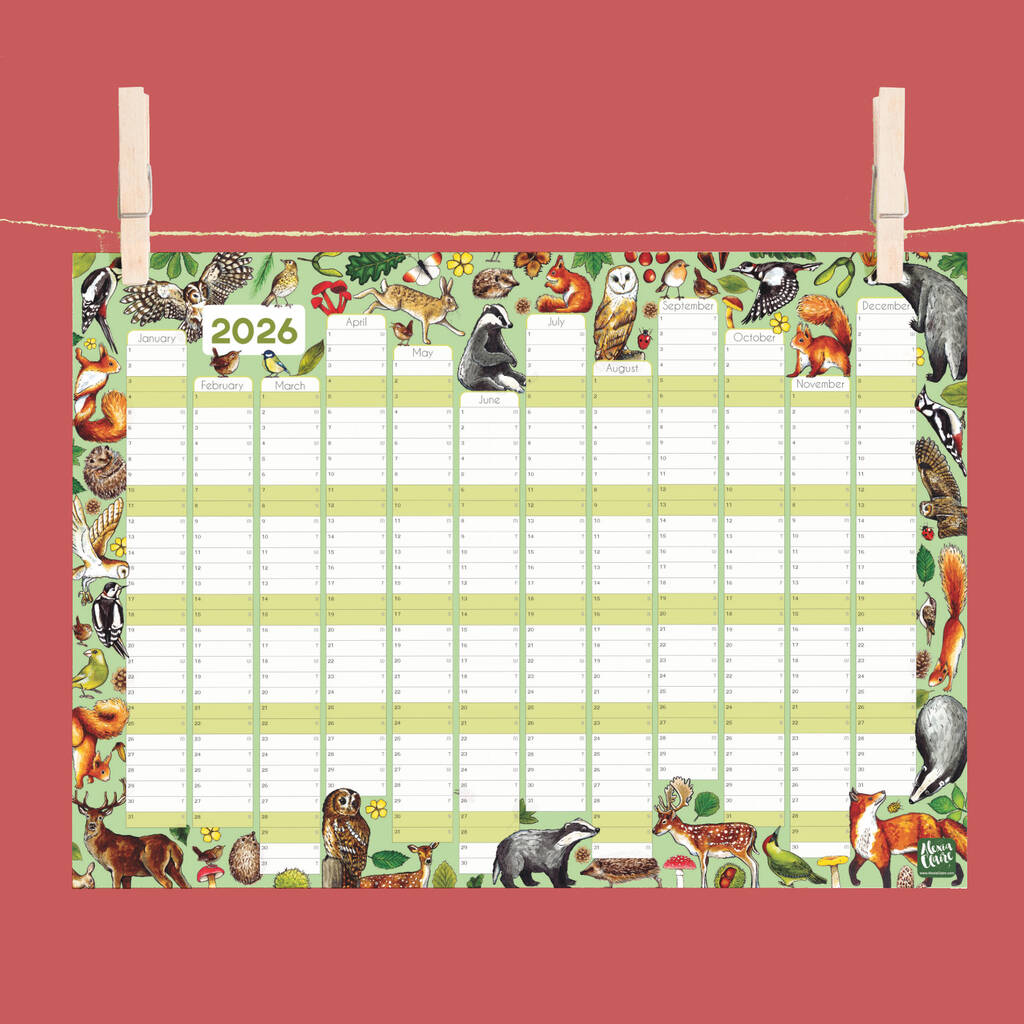 2026 Woodland Animals Wall Calendar And Year Planner, 1 of 5