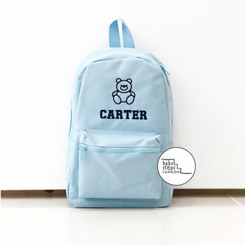 Blue Personalised Name/Initials Unisex Mini Backpack, 2 of 8