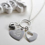 Engravable Sterling Silver Heart Lock Cluster Necklace, thumbnail 2 of 6