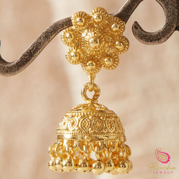 Jhumka Filigree Dangly Ball Charm Gold Plated Earrings, 6 of 9