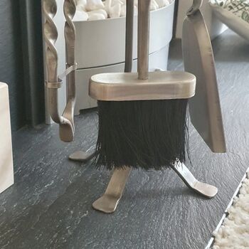 Heavy Pewter Five Piece Fireplace Companion Set Accessories, 7 of 10