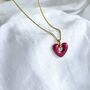 18 K Gold Enamel Red Heart Necklace – Waterproof Stainless Steel Chain – Dainty Pendant Necklace Gift For Her, thumbnail 1 of 5