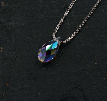 Sterling Silver Tiny Little Colour Changing Crystal Pendant Necklace, 6 of 12