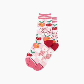 Feeling Fruity Combed Cotton Socks In Cream, 3 of 4