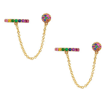 Rainbow Chain Cuff Earrings, 3 of 6