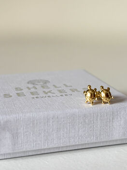 18ct Gold Plated Turtle Stud Earrings, 8 of 8