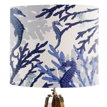 Coral And Seahorse, Blue And White Lamp Shade, 3 of 5