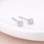 Sterling Silver Opal Micro Stud Earrings – 3mm, thumbnail 2 of 4