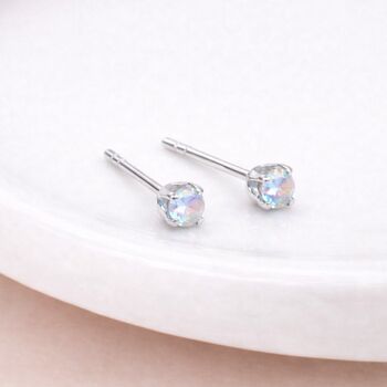 Sterling Silver Opal Micro Stud Earrings – 3mm, 2 of 4