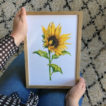 Hand Painted Watercolour Sunflower Print, 6 of 8