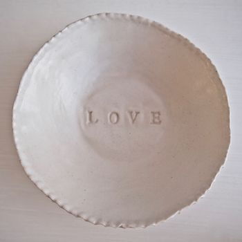 Handmade Round Ceramic Wedding Love Ring Dish, 3 of 6