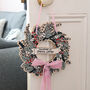 Wooden Christmas Wreath With Velvet Ribbon Decoration, thumbnail 8 of 11