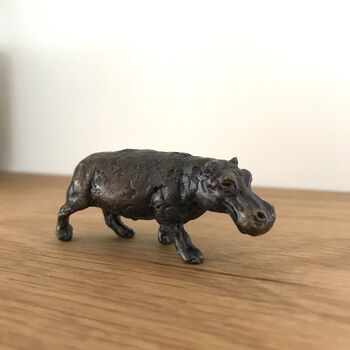 Miniature Bronze Hippo Sculpture 8th Anniversary Gift, 10 of 12