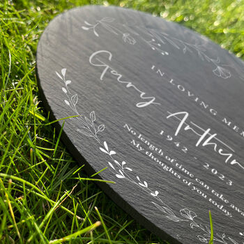 Personalised Wreath Memorial Slate Circular Grave Marker, 2 of 8