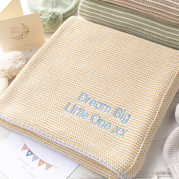 Unisex Mini Stripe Cotton Baby Blanket – Knitted, 6 of 12