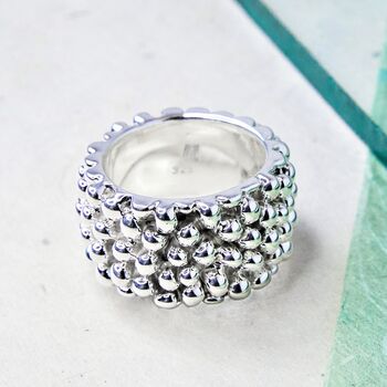 Chunky Sterling Silver Hedgehog Bubble Ring, 2 of 7
