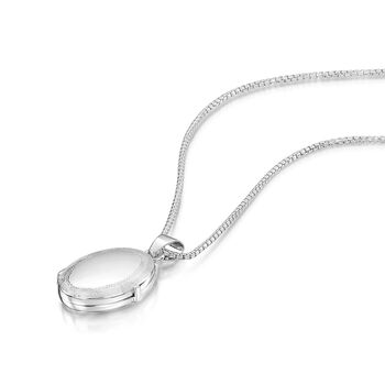 Italian Engraved Border Oval Locket – Silver, 6 of 6