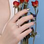 White Opal And Cz Oval Ring In Sterling Silver, thumbnail 4 of 12