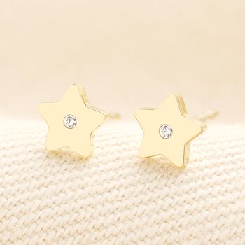Stainless Steel Tiny Star Stud Earrings In Gold, 2 of 3