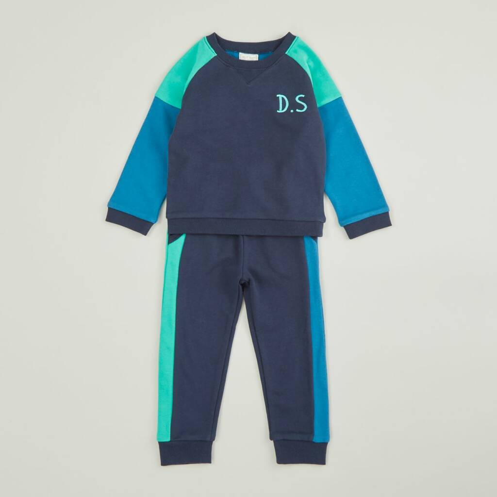 Personalised Blue Colour Block Tracksuit By My 1st Years ...