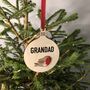 Personalised Wooden Cute Robin Bauble Tree Decoration, thumbnail 2 of 4