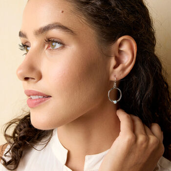 Sterling Silver Circle Larimar Drop Earrings, 2 of 5