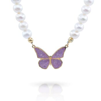 Butterfly Gemstone Pearl Necklace, 2 of 2