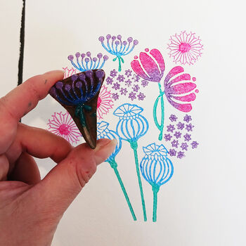Summertime Floral Wood Block Print Three Colour Options, 6 of 6