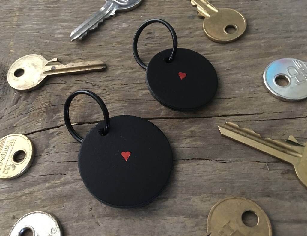 Image of Leather Love Heart Key Ring