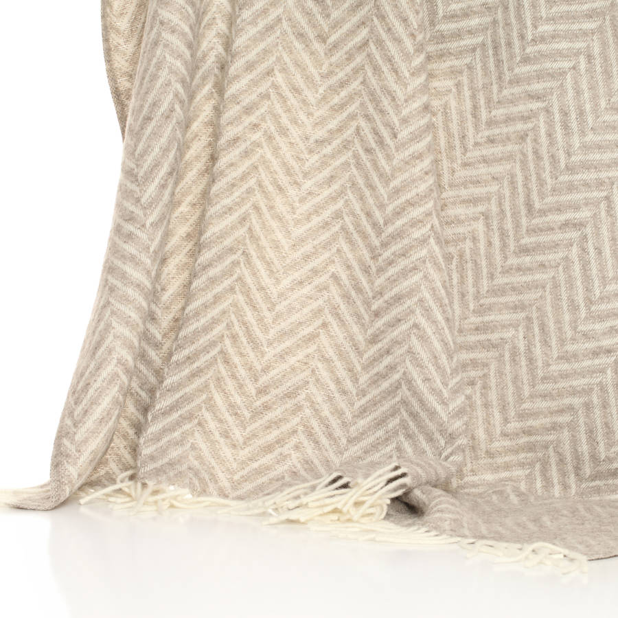 beige herringbone throw by dreamwool blanket co.