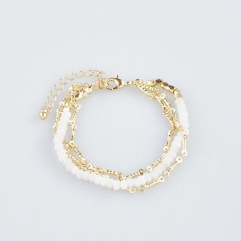 Layered Gold Plated Strand Teal Bead Bracelet, 4 of 4