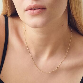 9ct Yellow Gold Singapore Bar Chain Necklace 18 Inch, 2 of 4