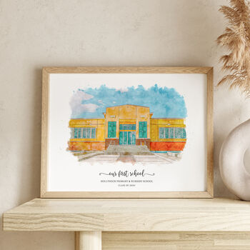 Custom Watercolor School Print – Graduation Gift, Alumni Gift, Teacher Gift, 6 of 9