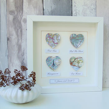 Personalised Map Hearts Story Picture | Wedding Gift, 10 of 11
