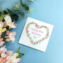 Personalised 80th Birthday Card. Floral Pink Heart Birthday Card For Her, thumbnail 3 of 4