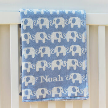 Personalised Knitted Elephant Baby Blanket, 6 of 11