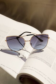 Blue Gradient Tint Butterfly Cat Eye Sunglasses, 5 of 6