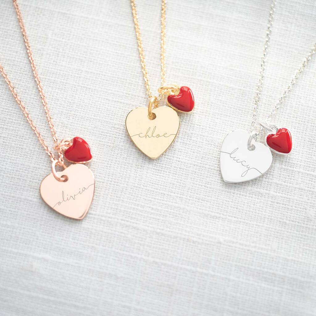 Esme Heart And Enamel Charm Personalised Necklace By Bloom Boutique