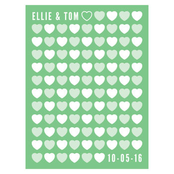 Hearts Personalised Wedding Guest Book Print, 2 of 5