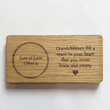 Personalised Oak Coaster Tray For Grandparent From Grandchild Gift, 4 of 4