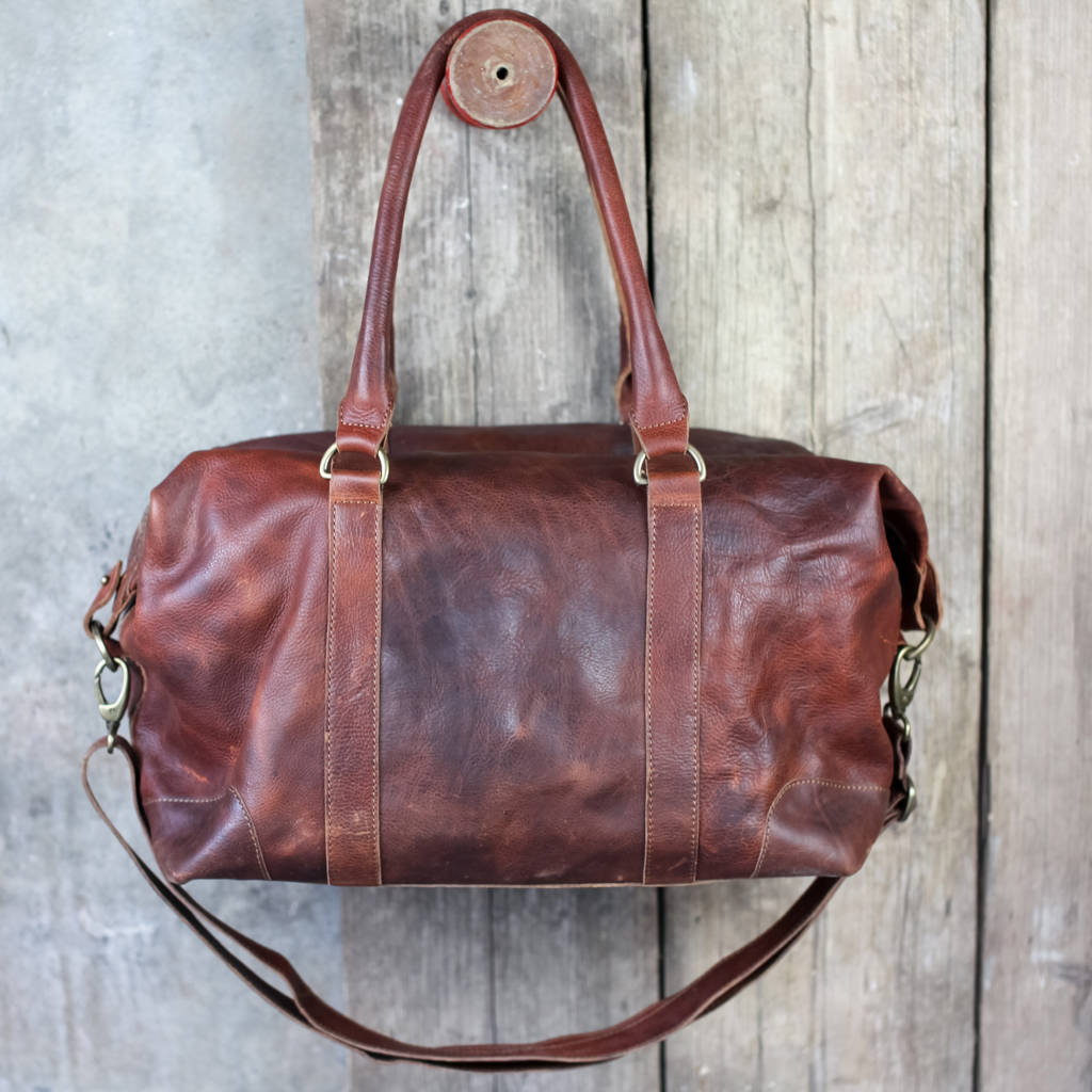 Handmade Leather Weekend Bag By all things Brighton beautiful