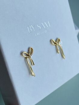 Silver And Gold Bow Bridesmaid Earrings, 5 of 12