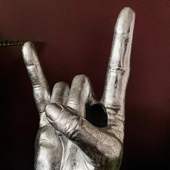 Rock On Sign Hand Vase Silver, 2 of 4