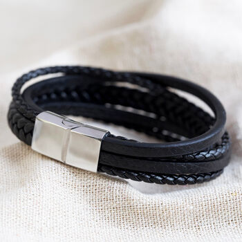 Men's Layered Leather Straps Bracelet, 5 of 8