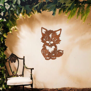 Cute Kitten Metal Wall Art For Garden, Gift Idea For Her, 8 of 10