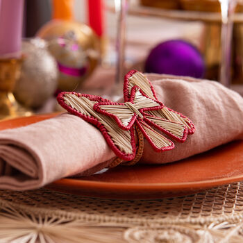 Red Ribbon Napkin Rings Set Of Four, 2 of 4